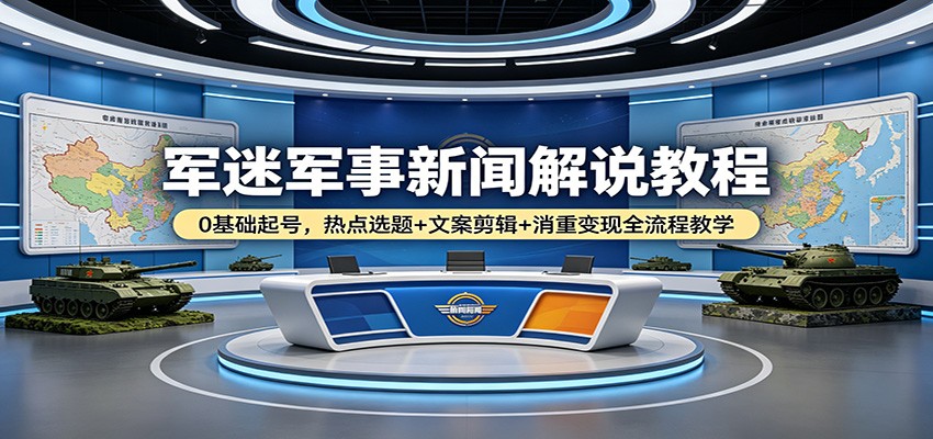 军迷军事新闻解说教程：0基础起号，热点选题+文案剪辑+消重变现全流程教学-悦享网