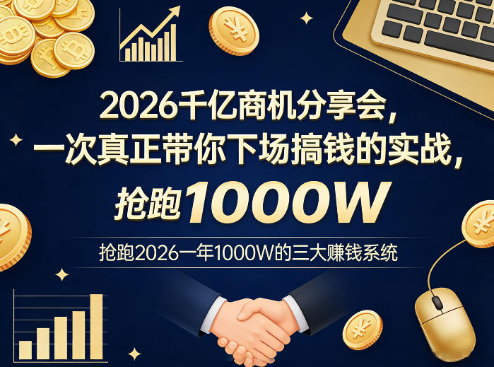 2026千亿商机分享会，一次真正带你下场搞钱的实战，抢跑2026一年1000W的三大賺钱系统-悦享网