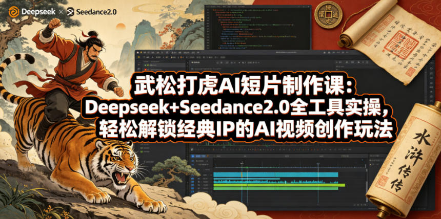武松打虎AI短片制作课：Deepseek+Seedance2.0全工具实操，轻松解锁经典IP的AI视频创作玩法-悦享网
