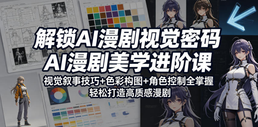 解锁AI漫剧视觉密码，AI漫剧美学进阶课，视觉叙事技巧+色彩构图+角色控制全掌握，轻松打造高质感漫剧-悦享网