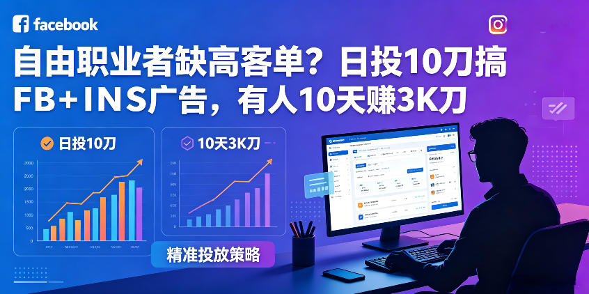 自由职业者缺高客单？日投10刀搞FB+INS广告，有人10天赚3K刀！【原创双语字幕】-悦享网
