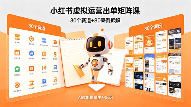 小红书虚拟运营出单矩阵课：30个赛道+80案例拆解，AI赋能批量生产笔记-悦享网