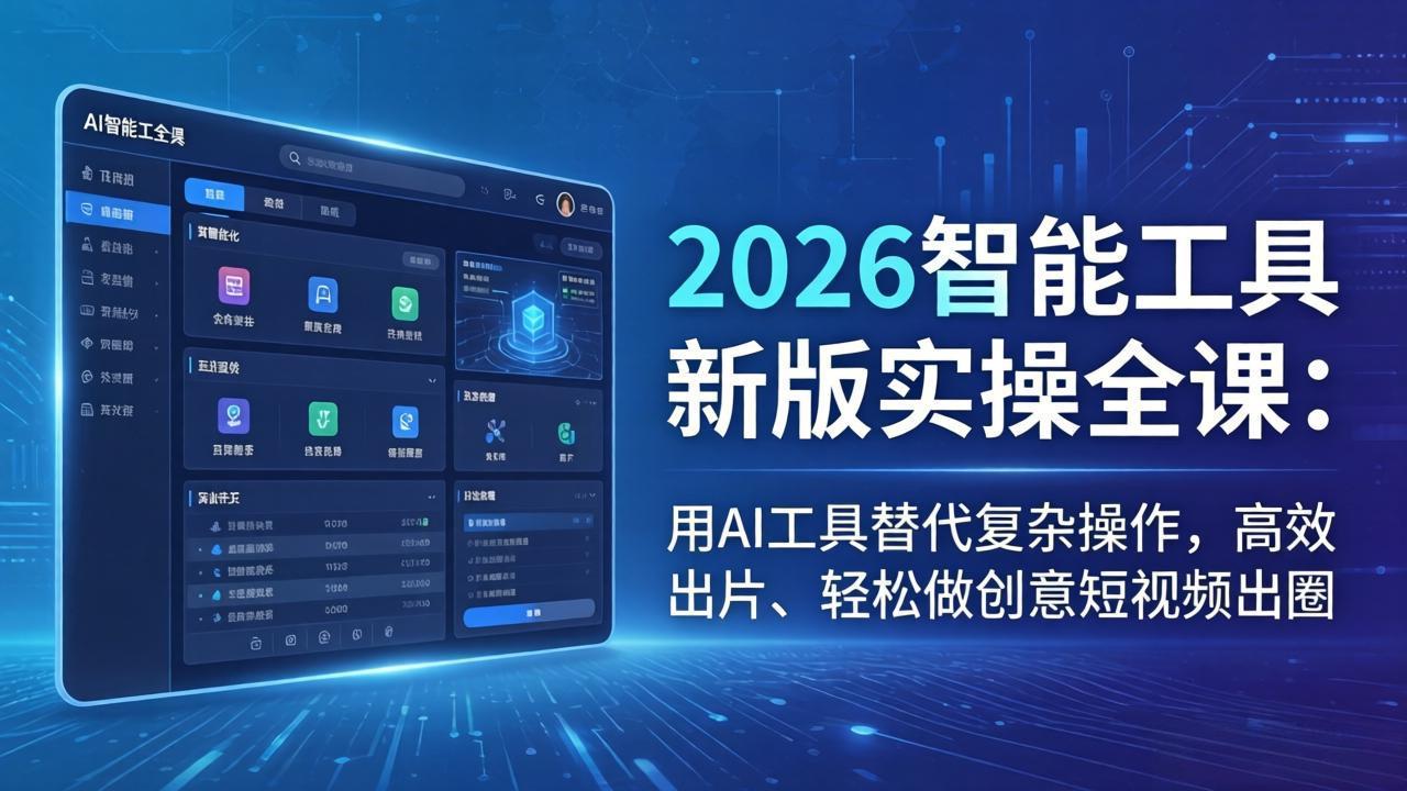 2026智能工具新版实操全课：用AI工具替代复杂操作，高效出片、轻松做创意短视频出圈-悦享网