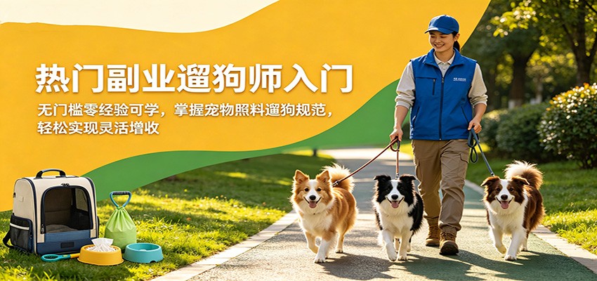 热门副业遛狗师入门，无门槛零经验可学，掌握宠物照料遛狗规范，轻松实现灵活增收-悦享网