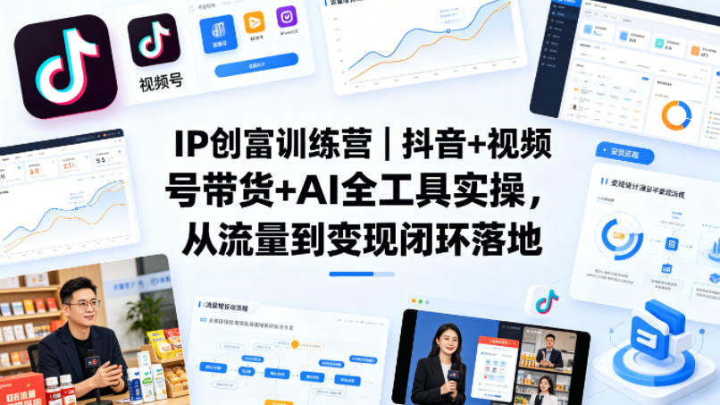 IP创富训练营｜抖音+视频号带货+AI全工具实操，从流量到变现闭环落地-悦享网