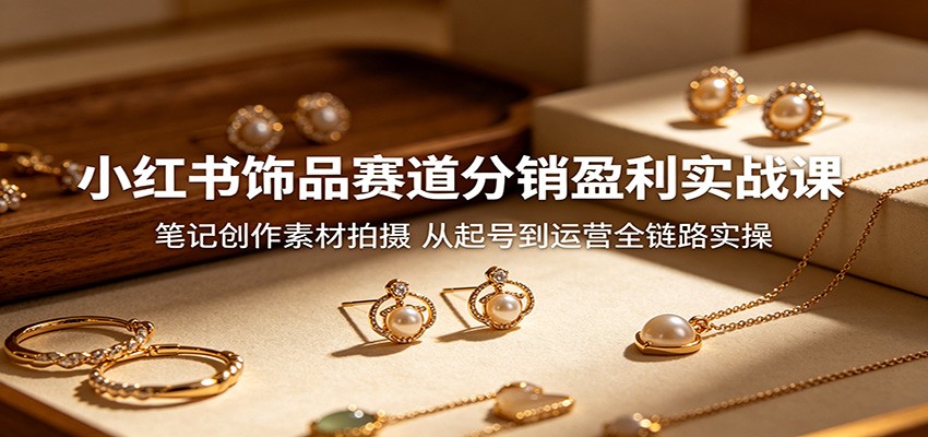 小红书饰品赛道分销盈利实战课：笔记创作素材拍摄，从起号到运营全链路实操-悦享网