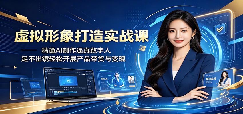 虚拟形象打造实战课：精通AI制作逼真数字人，足不出镜轻松开展产品带货与变现-悦享网