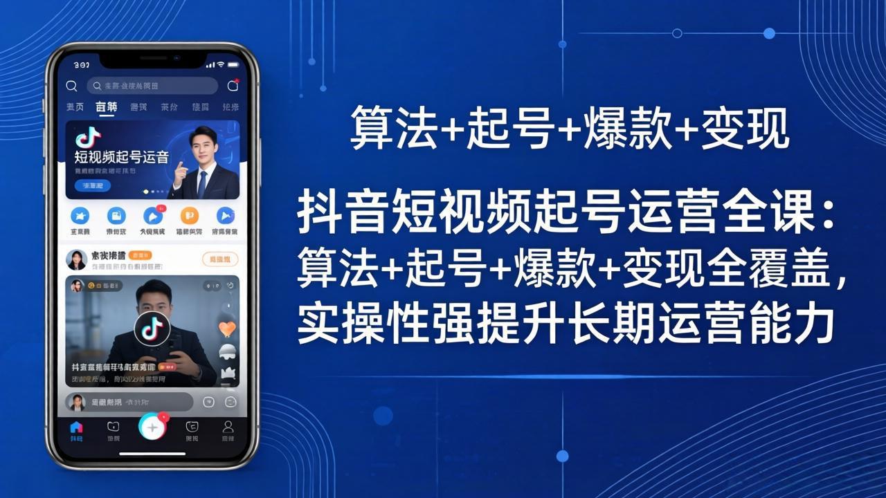 抖音短视频起号运营全课：算法+起号+爆款+变现全覆盖，实操性强提升长期运营能力-悦享网