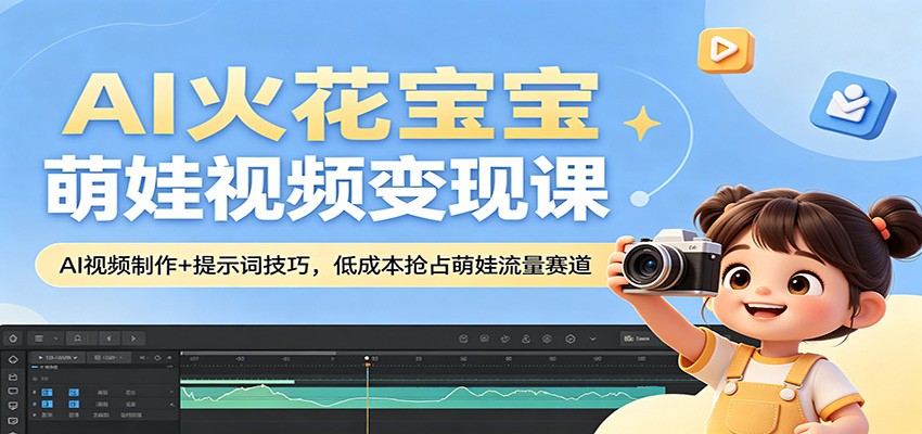 AI火花宝宝萌娃视频变现课：AI视频制作+提示词技巧，低成本抢占萌娃流量赛道-悦享网