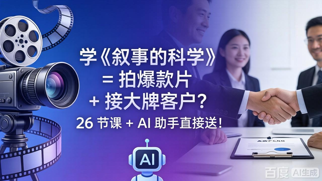 学《叙事的科学》= 拍爆款片 + 接大牌客户？26 节课 + AI 助手直接送！-悦享网
