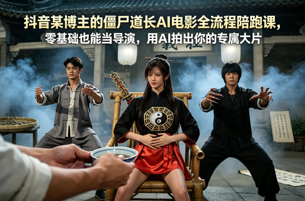 抖音某博主的僵尸道长AI电影全流程陪跑课，零基础也能当导演，用AI拍出你的专属大片-悦享网