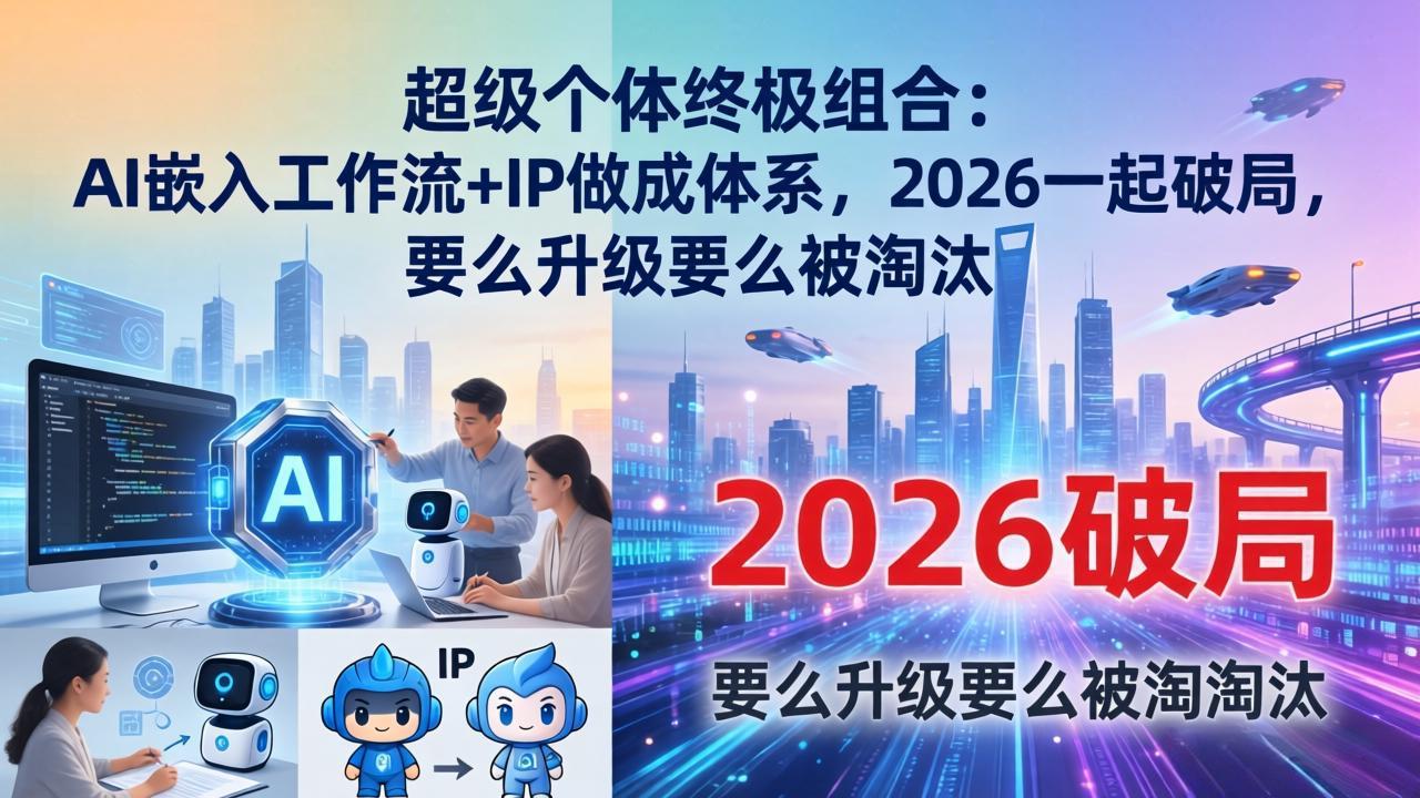 超级个体终极组合：AI嵌入工作流+IP做成体系，2026一起破局，要么升级要么被淘汰-悦享网