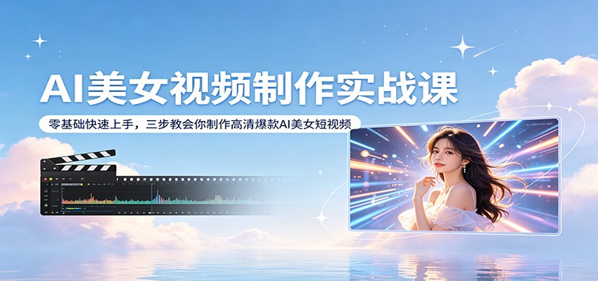 AI美女视频制作实战课：零基础快速上手，三步教会你制作高清爆款AI美女短视频-悦享网