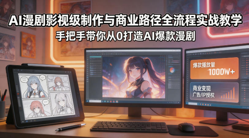 AI漫剧影视级制作与商业路径全流程实战教学，手带你从0打造AI爆款漫剧-悦享网