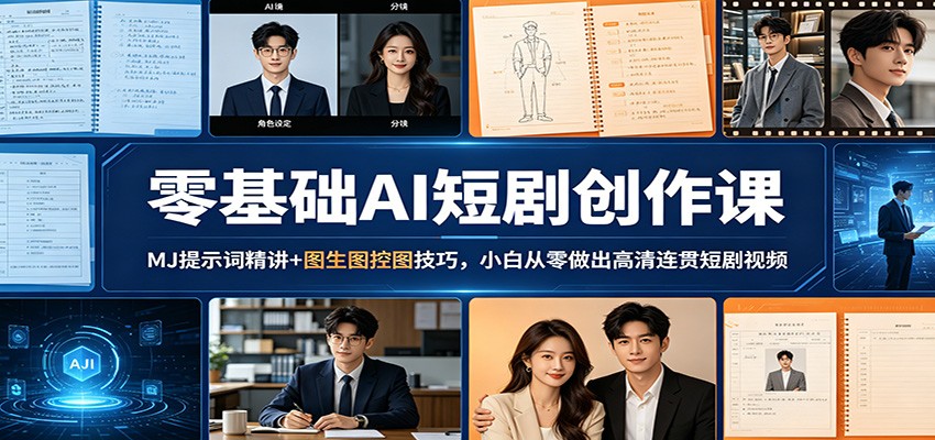 零基础AI短剧创作课：MJ提示词精讲+图生图控图技巧，小白从零做出高清连贯短剧视频-悦享网