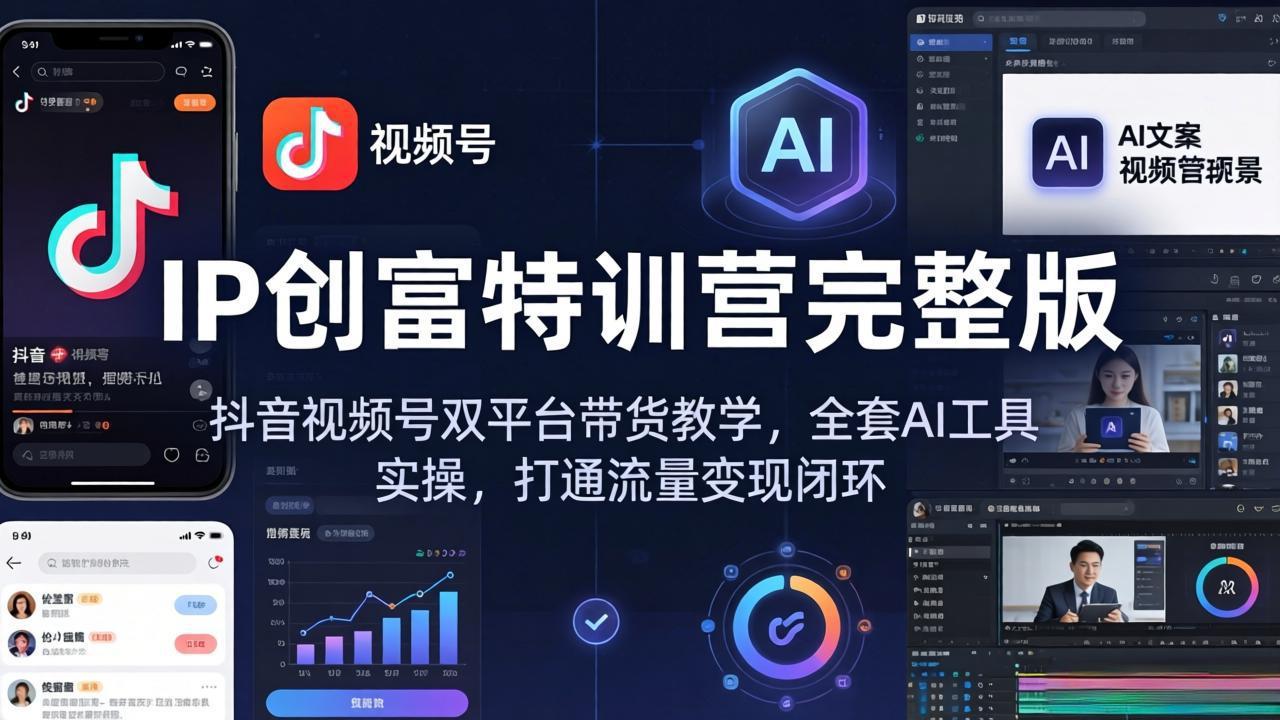 IP创富特训营完整版：抖音视频号双平台带货教学，全套AI工具实操，打通流量变现闭环-悦享网