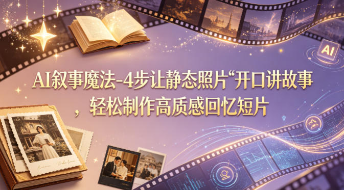 AI叙事魔法-4步让静态照片“开口讲故事”，轻松制作高质感回忆短片-悦享网