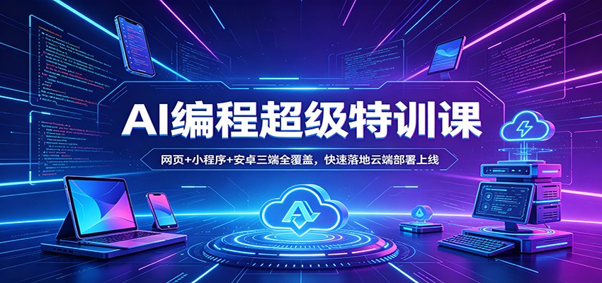 AI编程超级特训课：网页+小程序+安卓三端全覆盖，快速落地云端部署上线-悦享网