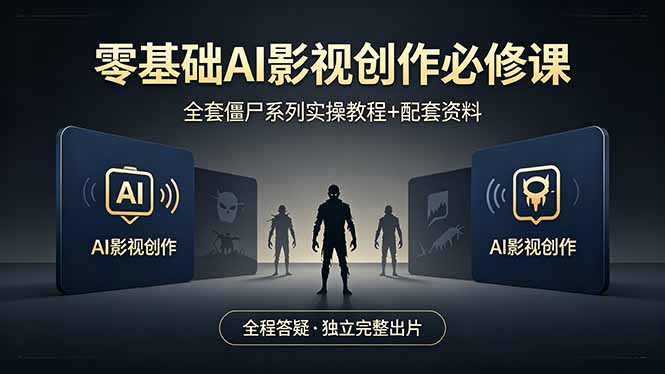 零基础AI影视创作必修课，全套僵尸系列实操教程加配套资料，全程答疑带你独立完整出片-悦享网