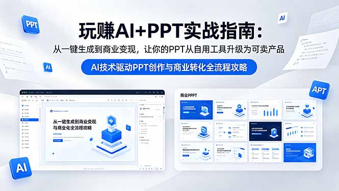 玩赚AI+PPT实战指南-更新5月13：从一键生成到商业变现，让你的PPT从自用工具升级为可卖产品-悦享网