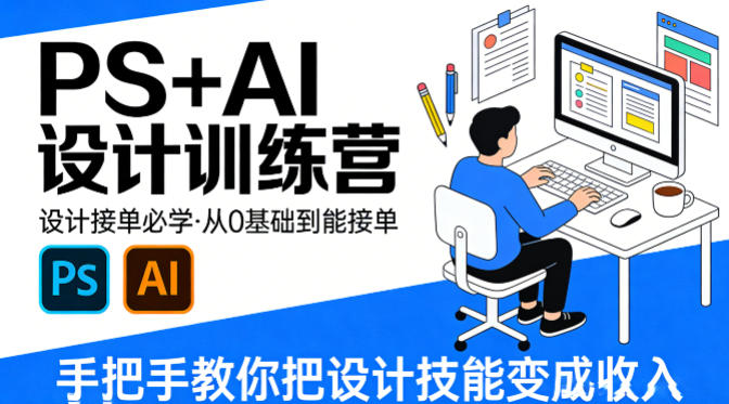 设计接单必学，PS+AI设计训练营，从0基础到能接单，手把手教你把设计技能变成收入-悦享网