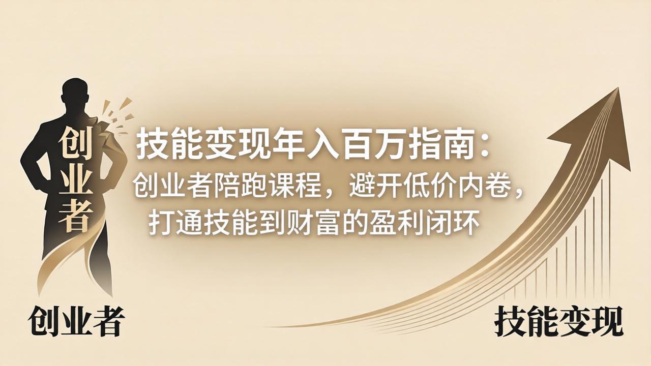 技能变现年入百万指南：创业者陪跑课程，避开低价内卷，打通技能到财富的盈利闭环-悦享网