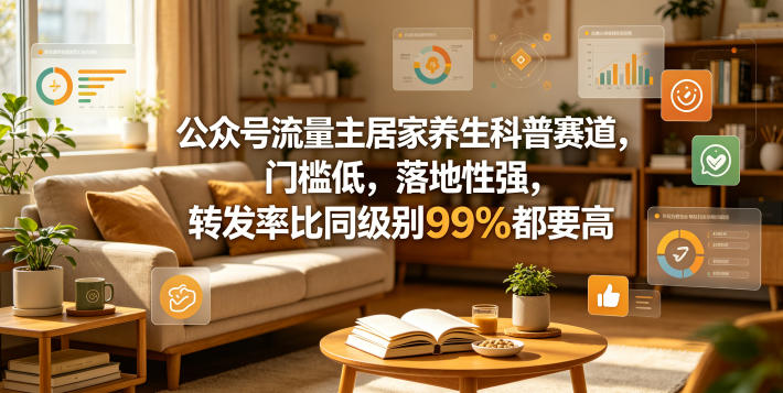 公众号流量主居家养生科普赛道，门槛低，落地性强，转发率比同级别99％都要高-悦享网