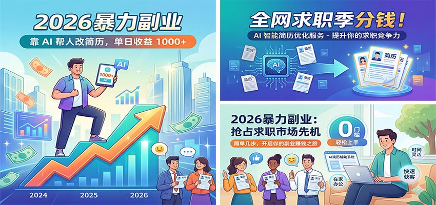 2026暴力副业：靠AI帮人改简历，单日收益1000+，全网求职季分钱-悦享网