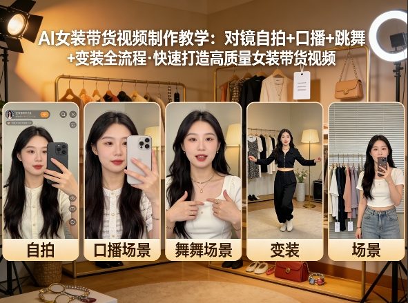 AI女装带货视频制作教学，对镜自拍、口播、跳舞、变装全流程，快速打造高质量女装带货视频-悦享网