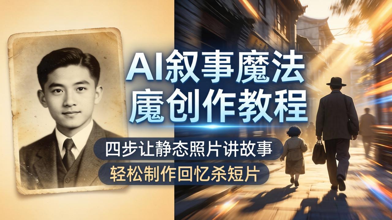 AI叙事魔法创作教程，四步让静态照片讲故事，老照片修复加动态特效，轻松制作回忆杀短片-悦享网
