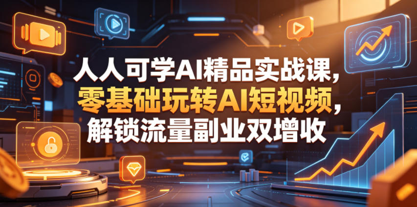人人可学AI精品实战课，零基础玩转AI短视频，解锁流量副业双增收-悦享网