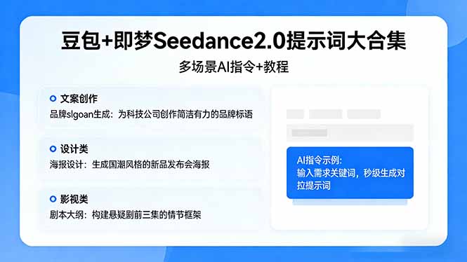 豆包+即梦Seedance2.0提示词大合集：多场景AI指令+教程，解锁文案、设计、影视高效创作-悦享网