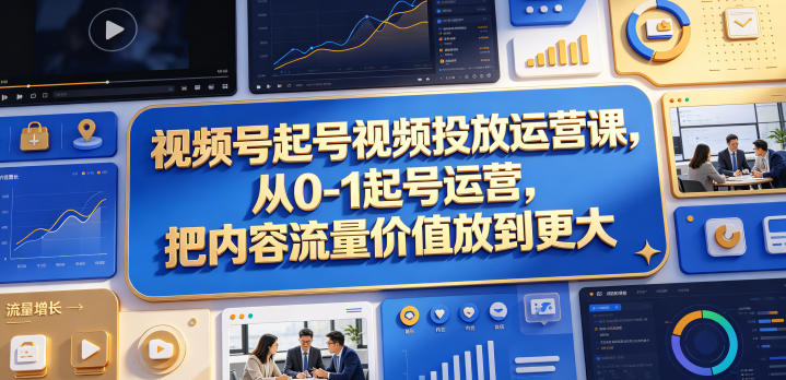 视频号起号视频投放运营课，从0-1起号运营，把内容流量价值放到更大-悦享网