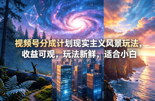 视频号分成计划现实主义风景玩法，收益可观，玩法新鲜，适合小白-悦享网