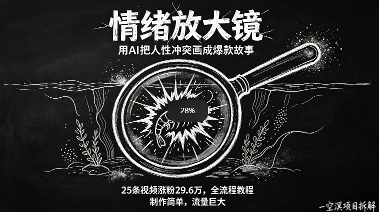 AI制作“情绪放大镜“视频，25条视频涨粉29.6W粉，流量巨大，制作简单，全流程教程-悦享网
