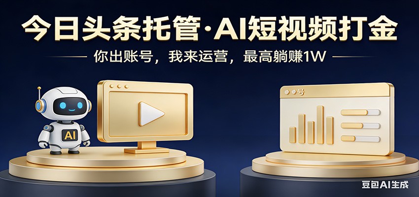 头条号AI托管，我提供作品，你提供账号，每天5分钟发布，小白躺赚3000+-悦享网