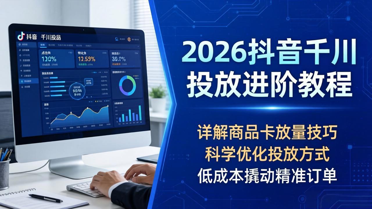 2026抖音千川投放进阶教程，详解商品卡放量技巧，科学优化投放方式，低成本撬动精准订单-悦享网