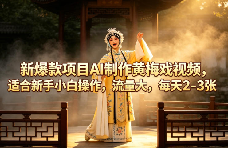 新爆款项目AI制作黄梅戏视频，适合新手小白操作，流量大，每天2-3张-悦享网