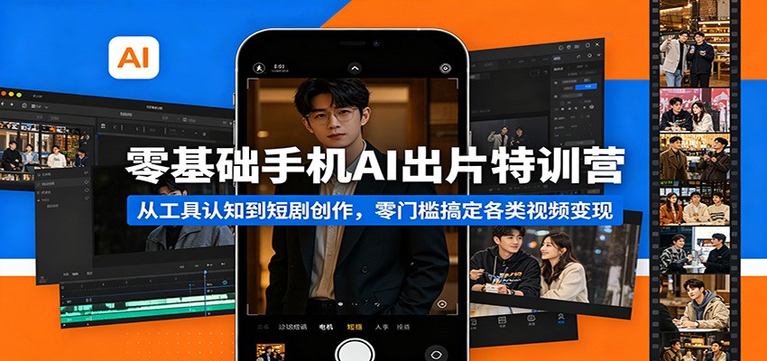 零基础手机AI出片特训营：从工具认知到短剧创作，零门槛搞定各类视频变现-悦享网