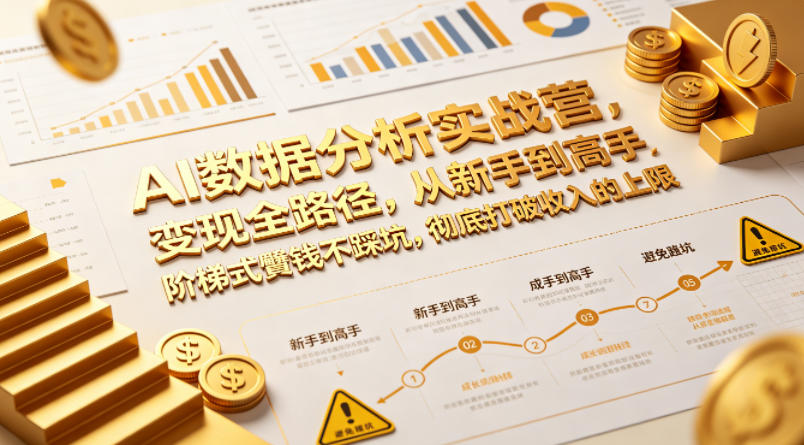 AI数据分析实战营，变现全路径，从新手到高手，阶梯式賺钱不踩坑，彻底打破收入的上限-悦享网