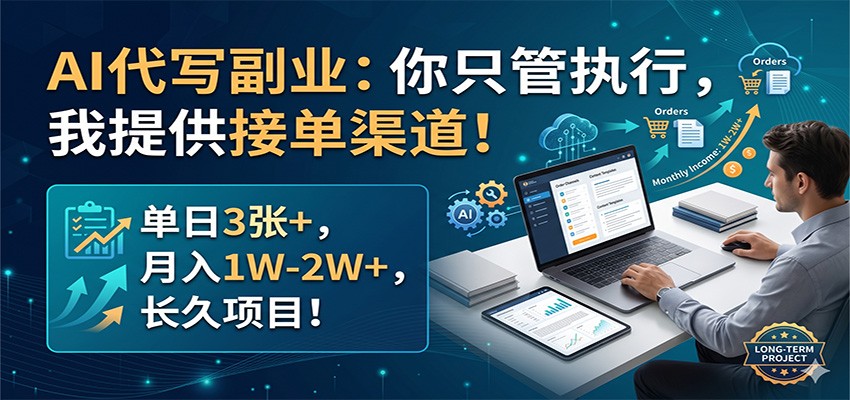 AI代写副业：你只管执行，我提供接单渠道！单日3张+，月入1W-2W+，长久项目-悦享网