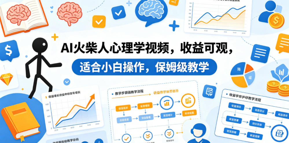 AI火柴人心理学视频，收益可观，适合小白操作，保姆级教学-悦享网
