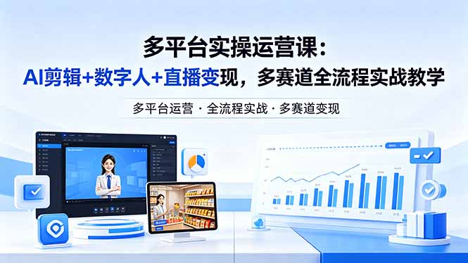 某团队多平台实操运营课-更新26年4月20：AI剪辑+数字人+直播变现，多赛道全流程实战教学-悦享网