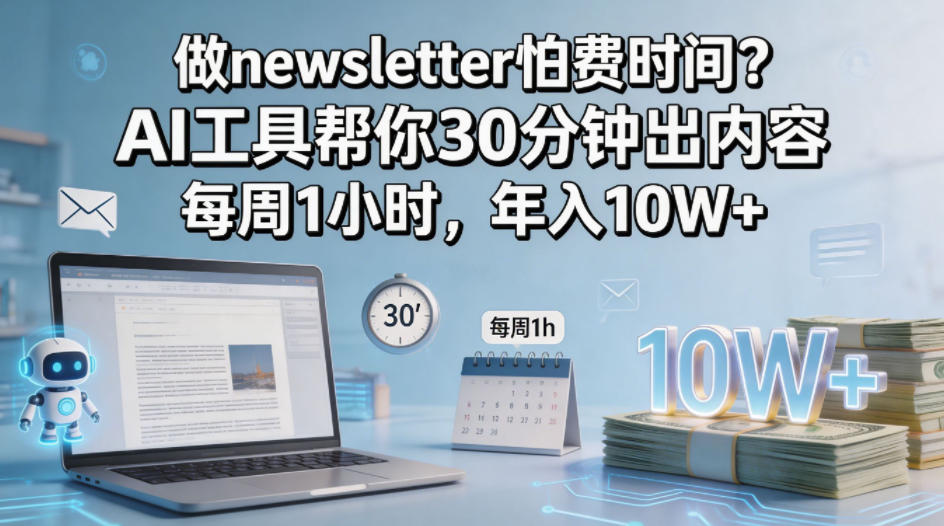 做newsletter怕费时间？AI工具帮你30分钟出内容，每周1小时，年入10W+！【原创双语字幕】-悦享网