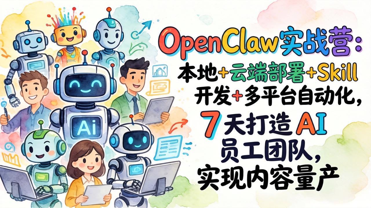 OpenClaw实战营：本地+云端部署+Skill开发+多平台自动化，7 天打造 AI 员工团队，实现内容量产-悦享网