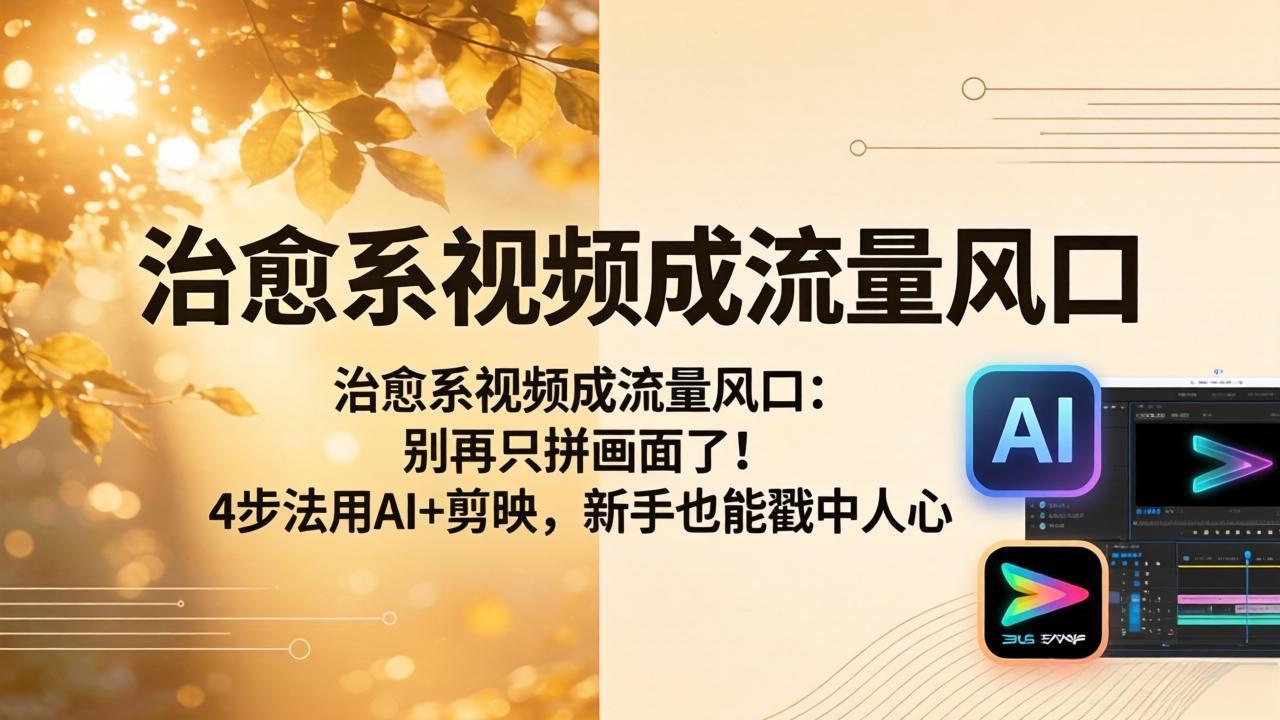 治愈系视频成流量风口：别再只拼画面了！4步法用AI+剪映，新手也能戳中人心-悦享网