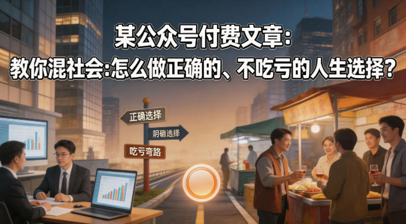 某公众号付费文章：教你混社会：怎么做正确的、不吃亏的人生选择？-悦享网
