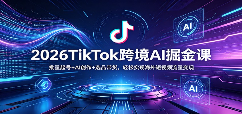 2026TikTok跨境AI掘金课：批量起号+AI创作+选品带货，轻松实现海外短视频流量变现-悦享网