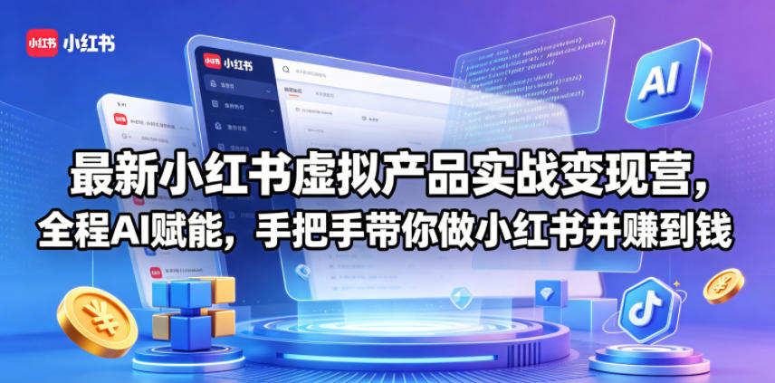 最新小红书虚拟产品实战变现营，全程AI赋能，手把手带你做小红书并赚到钱-悦享网