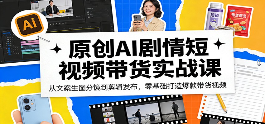 原创AI剧情短视频带货实战课：从文案生图分镜到剪辑发布，零基础打造爆款带货视频-悦享网